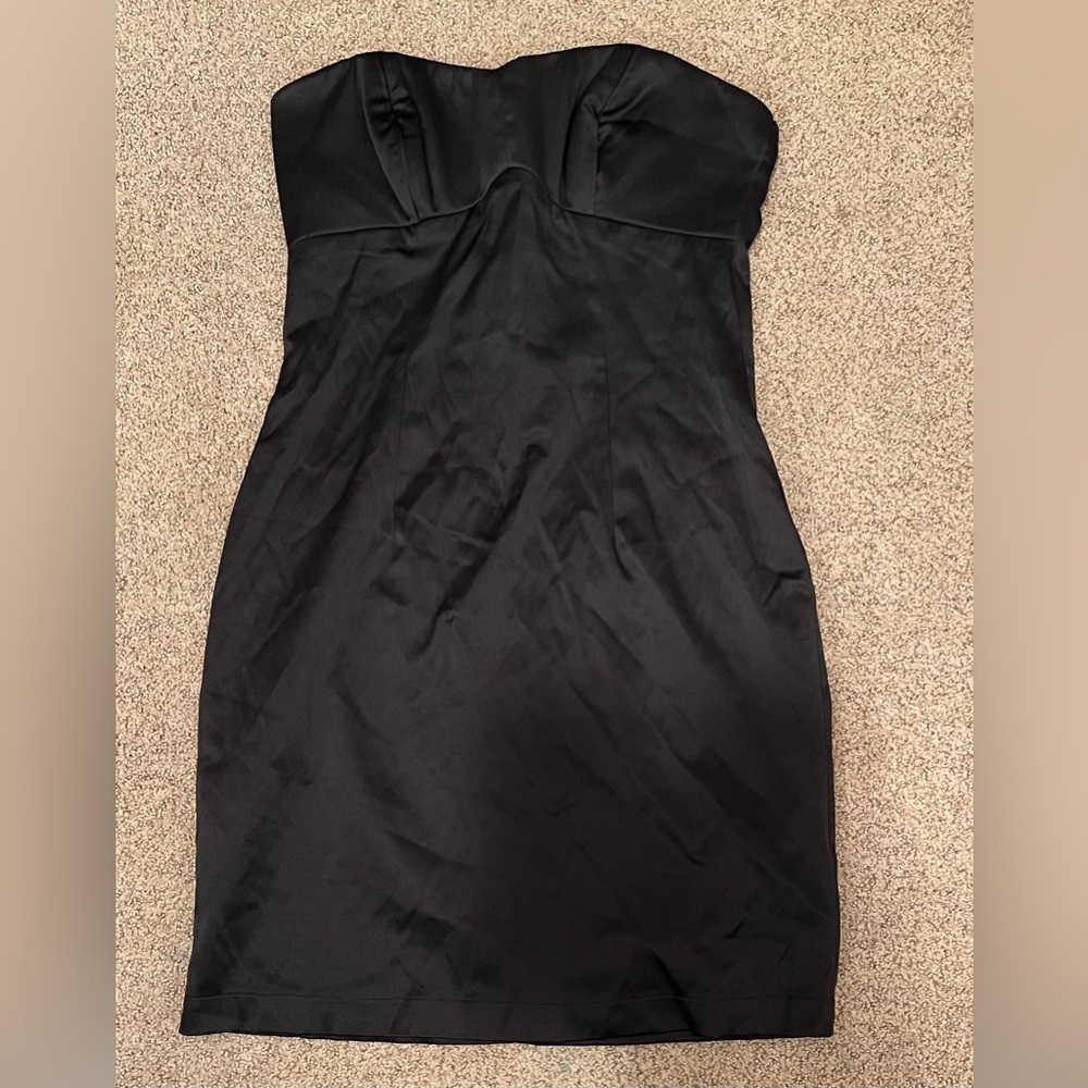 Forever 21 strapless black sateen mini dress size M